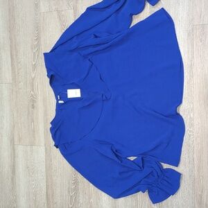 Royal Blue Ruffled Women's Blouse XL. New With tags